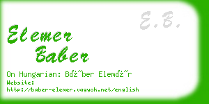 elemer baber business card